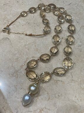Citrine, South Sea Golden Pearl & Tahitian Pearl Pendant Necklace